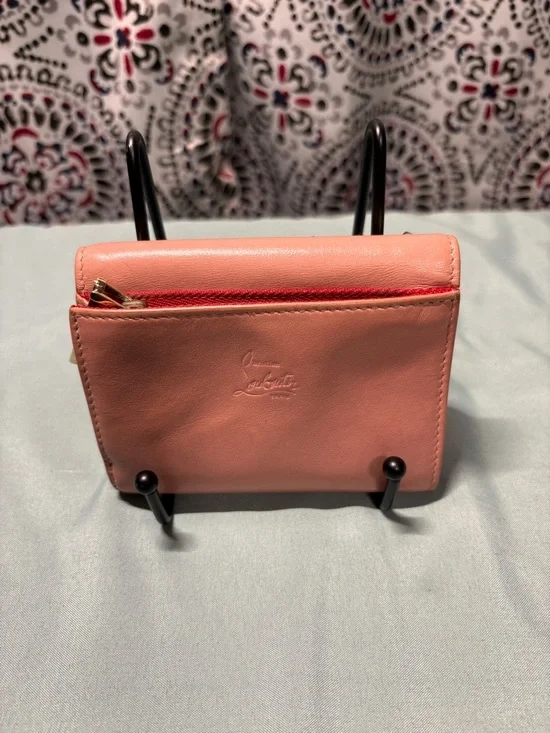 Christian Louboutin Macaron Spiked Trifold Wallet Nude Pink Gold Studs - Picture 3 of 9